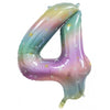 4 Pastel Rainbow Number Foil Balloons 86cm (34")