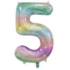 5 Pastel Rainbow Number Foil Balloons 86cm (34")