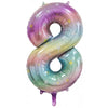 8 Pastel Rainbow Number Foil Balloons 86cm (34")