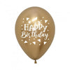 Happy Birthday Reflex Gold 30cm Latex Balloon