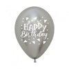 Happy Birthday Reflex Silver 30cm Latex Balloon