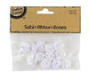 2cm White Satin Ribbon Rose 12pk