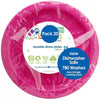 Large Hot Pink Reusable Round Plastic Plates 20pk