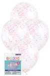 6pk Pink Confetti Clear Balloons