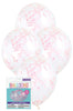 6pk Pink Confetti Clear Balloons