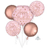 Blush Happy Birthday Foil Balloons Bouquet Party