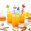 4pk Dinosaur Curly Plastic Straws