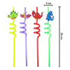 4pk Dinosaur Curly Plastic Straws