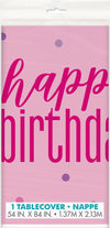 Happy Birthay Pink Plasitc Rectangle Tablecover