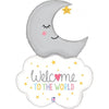 Welcome To The World Baby Moon Shape Foil Balloon 107cm