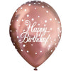 6pcs Happy Birthday Chrome Rose Gold 28cm Latex Balloons