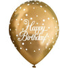 6pcs Happy Birthday Chrome Gold 28cm Latex Balloons