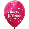 6pcs Happy Birthday Metallic Pink 28cm Latex Balloons