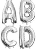 Silver "A"-"Z" Alphabet/Letters 35cm Foil Balloons Air Filled Only