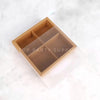 4 Inners Medium Square Cookie / Macaron Box With Clear Cover Craft Borwn / Black