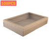 100pcs 45*31*8cm Large Catering Tray With Brown Window Lid Grazing Box