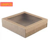 100PCS 225x225x80mm  Cardboard Small Square Food Catering Tray With Brown Window Lid Grazing Box