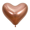 Chrome/Reflex Rose Gold Heart Shaped 35cm Latex Balloon Each