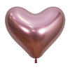 Chrome/Reflex Pink Heart Shaped 35cm Latex Balloon Each