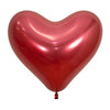 Chrome/Reflex Crystal  Red Heart Shaped 35cm Latex Balloon Each