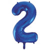 2 Royal Blue Number Foil Balloons 86cm (34")