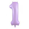 1 Pastel Lilac / Purple Number Foil Balloons 86cm (34")