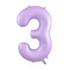 3 Pastel Lilac / Purple Number Foil Balloons 86cm (34")