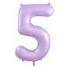 5 Pastel Lilac / Purple Number Foil Balloons 86cm (34")