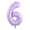 6 Pastel Lilac / Purple  Number Foil Balloons 86cm (34")