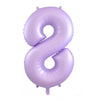 8 Pastel Lilac / Purple Number Foil Balloons 86cm (34")