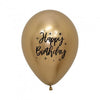 Happy Birthday Print Chrome Gold 30CM Latex Balloon