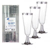 12pk Champagne Silver Trim Plastic Glasses