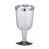 12pk Wine Silver Trim Plastic Glasses