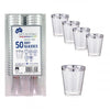 50pk Shot Cup Silver Trim Plastic Glasses