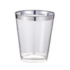 50pk Shot Cup Silver Trim Plastic Glasses