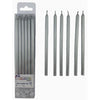 Silver Metallic Slim Candles 120mm 12pk