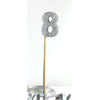 Silver Glitter Long Stick Candles "0"-"9"