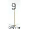 Silver Glitter Long Stick Candles "0"-"9"