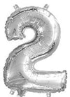 Silver "0"-"9"  Numbers 35cm Foil Balloons Air Filled Only