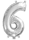 Silver "0"-"9"  Numbers 35cm Foil Balloons Air Filled Only