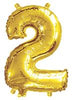 Gold "0"-"9"  Numbers 35cm Foil Balloons Air Filled Only