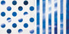 Royal Blue Glitz Foil Stamped Dots or Stripes  2ply Pack of 16