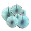 Pastel Blue With Silver Rim 6Pk Haning Fans Decorations Value Pack