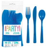 Royal Blue Reusable Plastic Cutlery Spoon Fork Knife 18pk