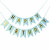 Happy Birthday Light Blue With Gold Letters Bunting  Banner