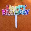 Rainbow Happy Birthday Plastic Cake Topper