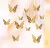 12pcs 3D Butterfly Metallic Gold Wall Decoration Cake Topper Balloon Sticker Kit