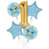 1st Birthday Boy Blue Foil Balloons Bouquet