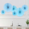 6Pk Haning Paper Fans Decorations Value Pack- Light Blue